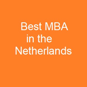 Best MBA in the Netherlands - MBA Spectrum